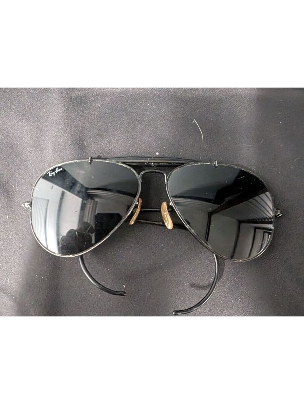 Vtg Black Ray Ban 58-14 B&l Wraparounds Outdoorsman Aviator As Is